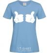 Women's T-shirt Mickey hands thumbs up sky-blue фото