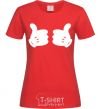 Women's T-shirt Mickey hands thumbs up red фото