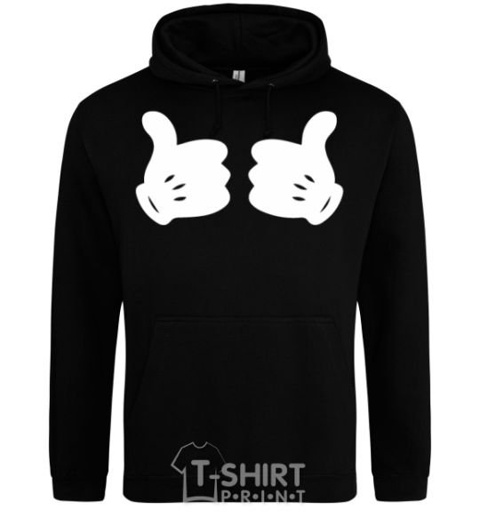 Men`s hoodie Mickey hands thumbs up black фото