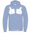 Men`s hoodie Mickey hands thumbs up sky-blue фото