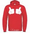 Men`s hoodie Mickey hands thumbs up bright-red фото