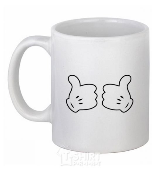 Ceramic mug Mickey hands thumbs up White фото
