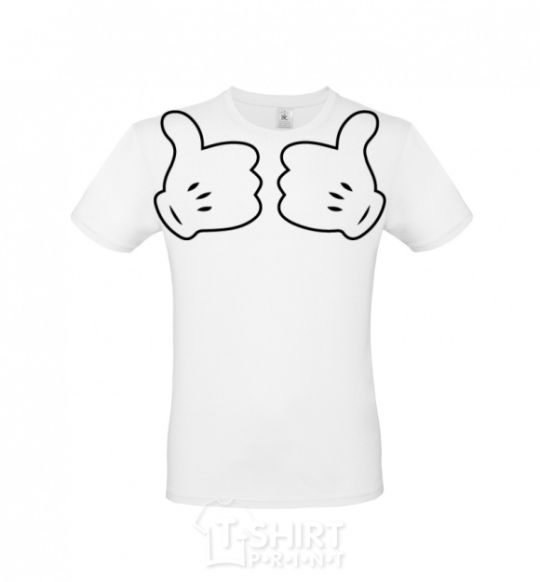 Men's T-Shirt Mickey hands thumbs up White фото