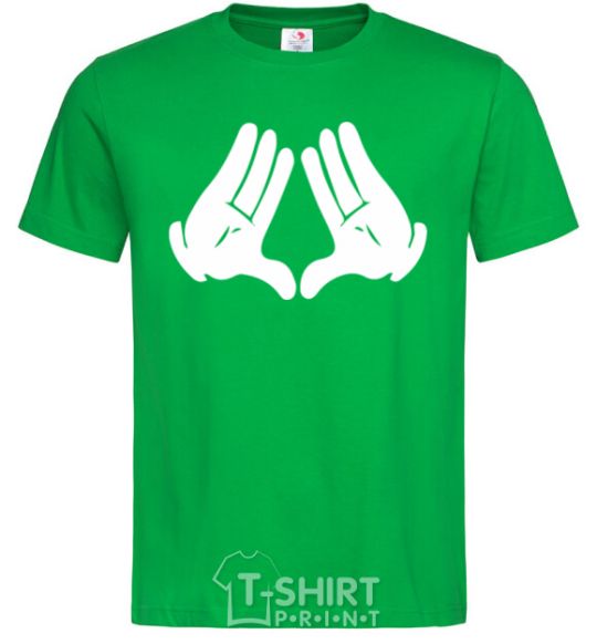 Мужская футболка Mickey-hands Зеленый фото