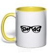 Mug with a colored handle Swag glasses yellow фото