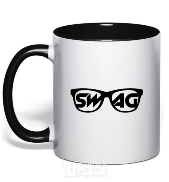 Mug with a colored handle Swag glasses black фото