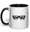 Mug with a colored handle Swag glasses black фото