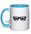 Mug with a colored handle Swag glasses sky-blue фото