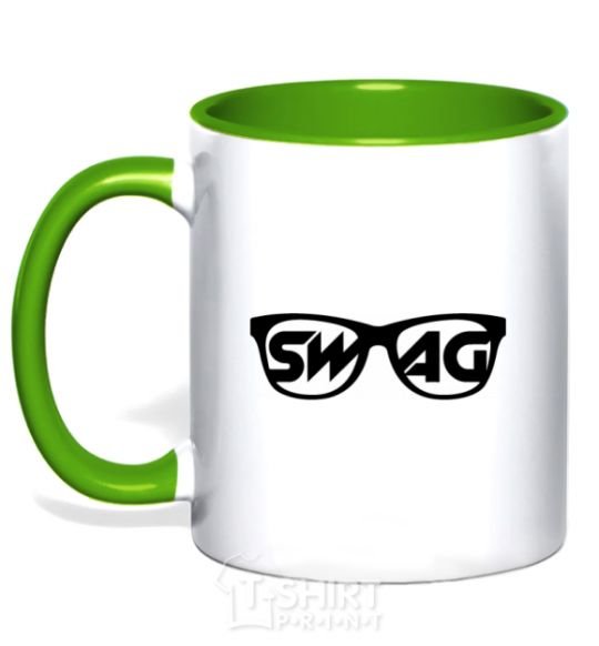 Mug with a colored handle Swag glasses kelly-green фото