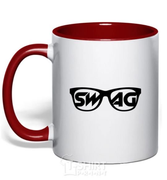 Mug with a colored handle Swag glasses red фото