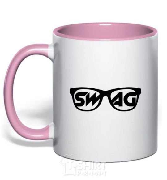 Mug with a colored handle Swag glasses light-pink фото