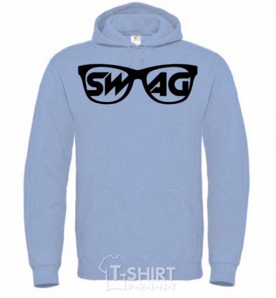 Men`s hoodie Swag glasses sky-blue фото