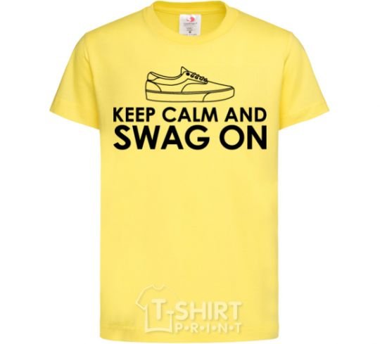 Kids T-shirt Keep calm and swag on cornsilk фото