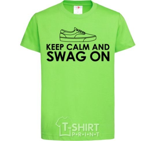 Kids T-shirt Keep calm and swag on orchid-green фото