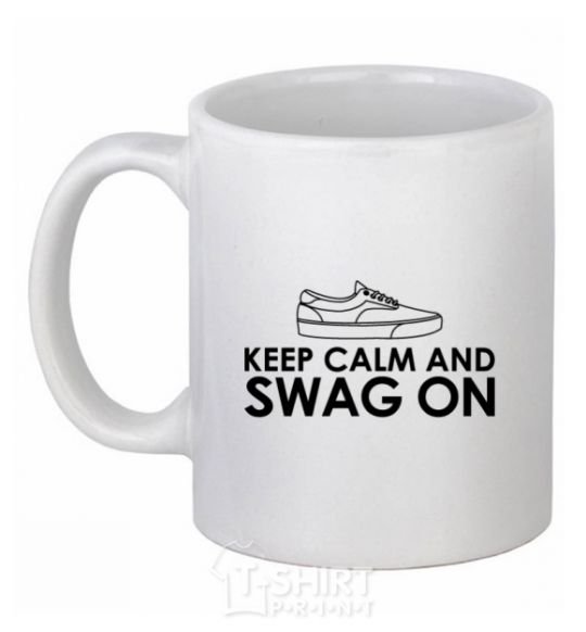 Чашка керамическая Keep calm and swag on Белый фото