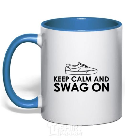 Чашка с цветной ручкой Keep calm and swag on Ярко-синий фото