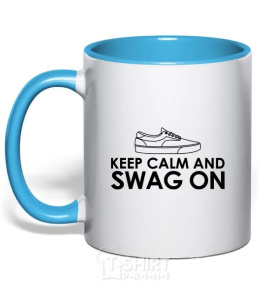 Чашка с цветной ручкой Keep calm and swag on Голубой фото