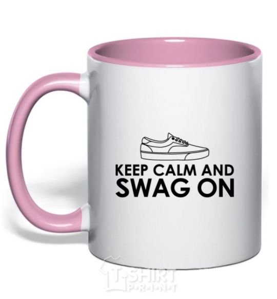 Чашка с цветной ручкой Keep calm and swag on Нежно розовый фото