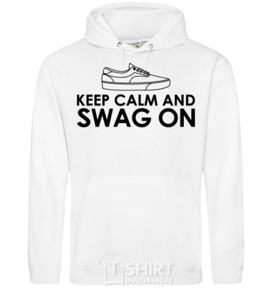 Men`s hoodie Keep calm and swag on White фото