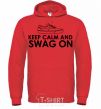 Men`s hoodie Keep calm and swag on bright-red фото