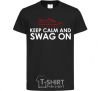 Kids T-shirt Keep calm and swag on black фото