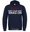 Men`s hoodie Keep calm and swag on navy-blue фото