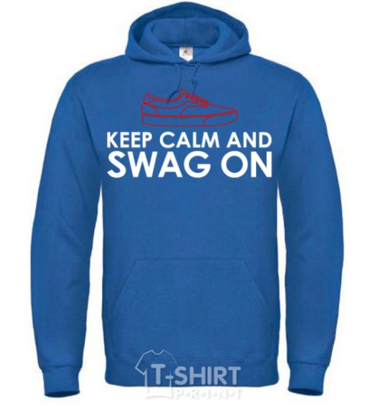 Men`s hoodie Keep calm and swag on royal фото