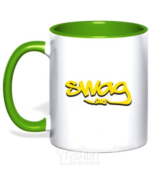 Mug with a colored handle Swag music kelly-green фото