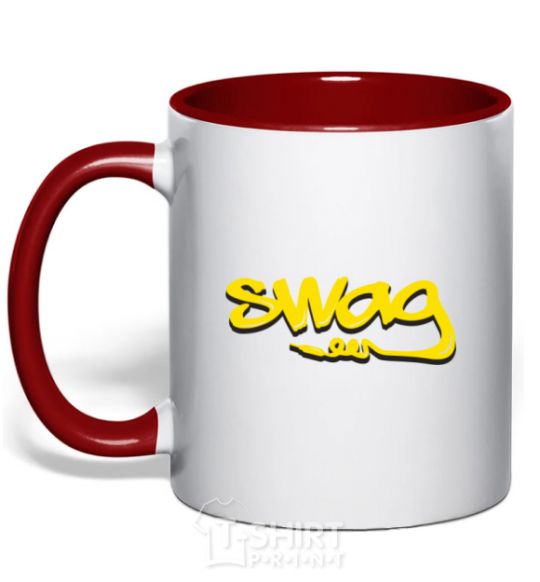 Mug with a colored handle Swag music red фото