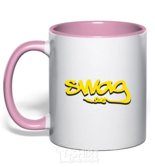 Mug with a colored handle Swag music light-pink фото