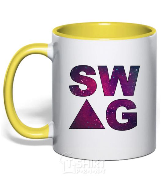 Mug with a colored handle Galaxy swag site yellow фото