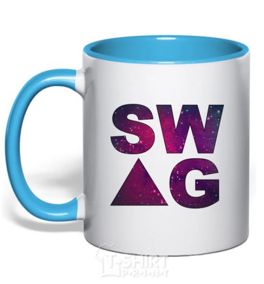 Mug with a colored handle Galaxy swag site sky-blue фото