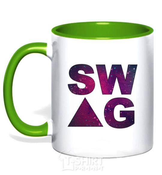 Mug with a colored handle Galaxy swag site kelly-green фото