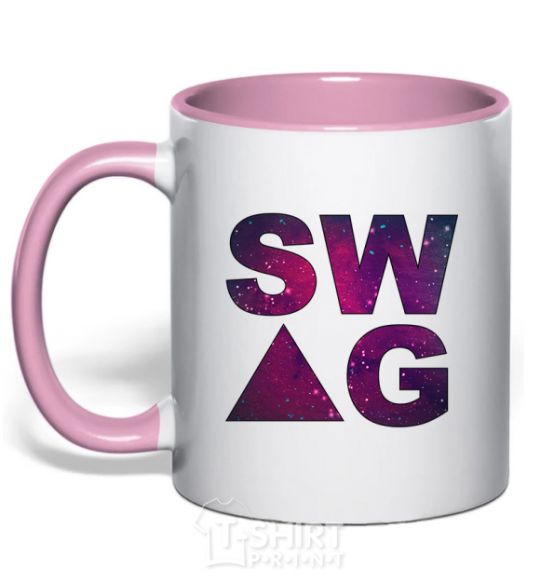 Mug with a colored handle Galaxy swag site light-pink фото