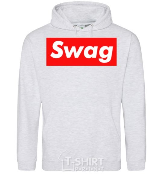 Мужская толстовка (худи) Box Logo Swag Серый меланж фото