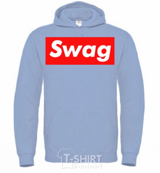 Men`s hoodie Box Logo Swag sky-blue фото