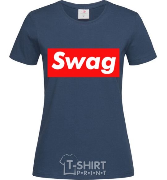 Women's T-shirt Box Logo Swag navy-blue фото