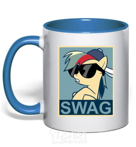 Mug with a colored handle Pony swag royal-blue фото