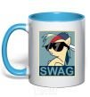Mug with a colored handle Pony swag sky-blue фото