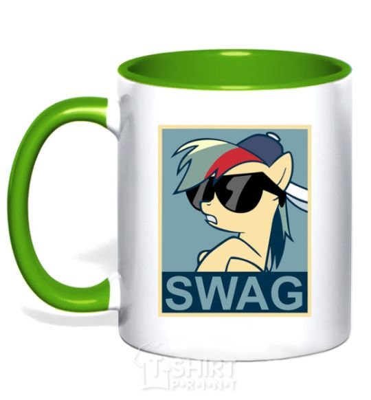 Mug with a colored handle Pony swag kelly-green фото