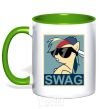 Mug with a colored handle Pony swag kelly-green фото