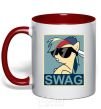 Mug with a colored handle Pony swag red фото