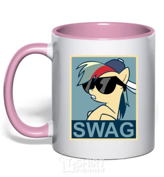 Mug with a colored handle Pony swag light-pink фото