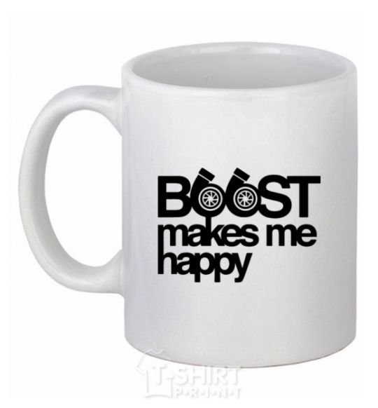 Ceramic mug Boost happy White фото
