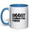 Mug with a colored handle Boost happy royal-blue фото