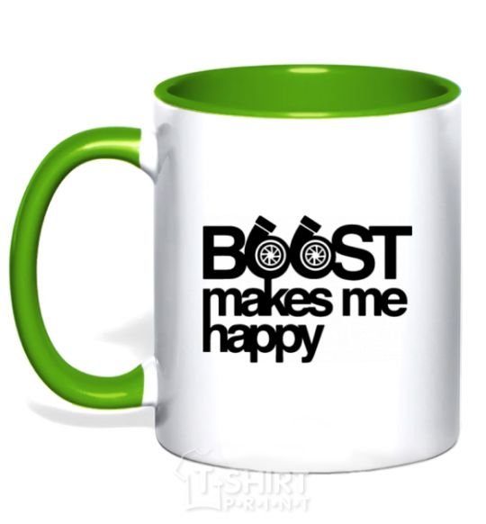 Mug with a colored handle Boost happy kelly-green фото