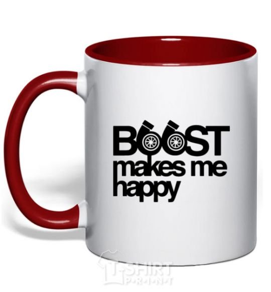 Mug with a colored handle Boost happy red фото