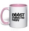 Mug with a colored handle Boost happy light-pink фото