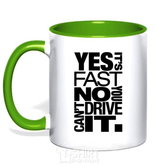 Mug with a colored handle yes it's fast no you can't drive it kelly-green фото