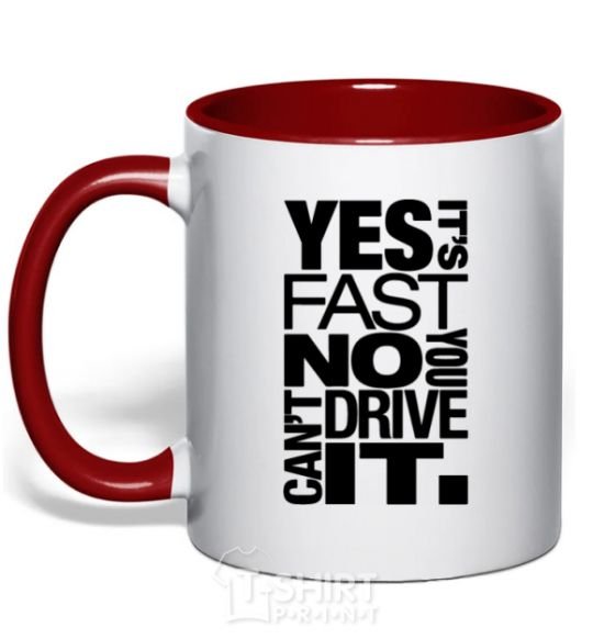 Mug with a colored handle yes it's fast no you can't drive it red фото